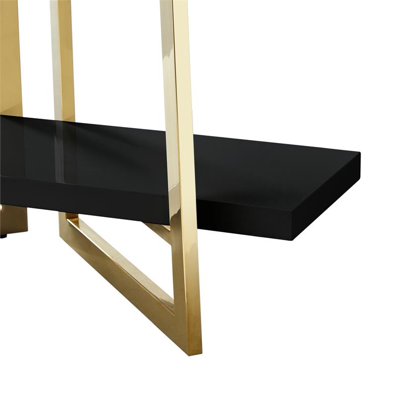 Posh Living Aluna 4-Shelf Stainless Steel Frame Bookcase in Black/Gold