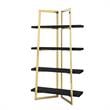 Posh Living Aluna 4-Shelf Stainless Steel Frame Bookcase in Black/Gold