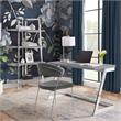Posh Living Aluna 4-Shelf Stainless Steel Frame Bookcase in Light Gray/Chrome