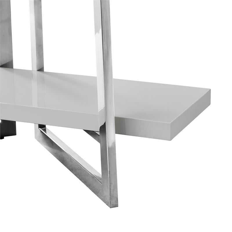 Posh Living Aluna 4-Shelf Stainless Steel Frame Bookcase in Light Gray/Chrome