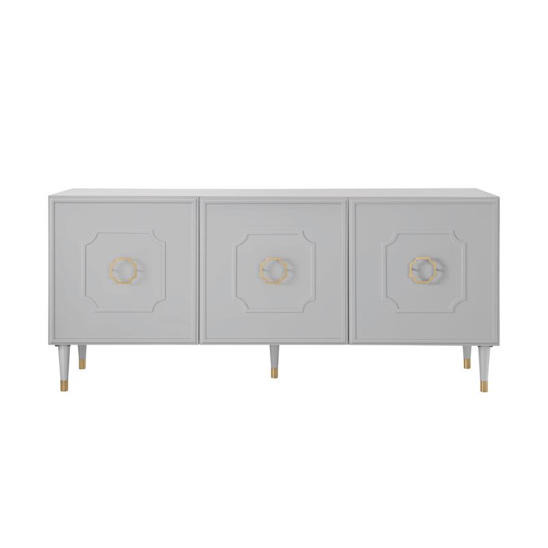 Inspired Home Keao 3 Doors Sideboard Buffet in Light Gray