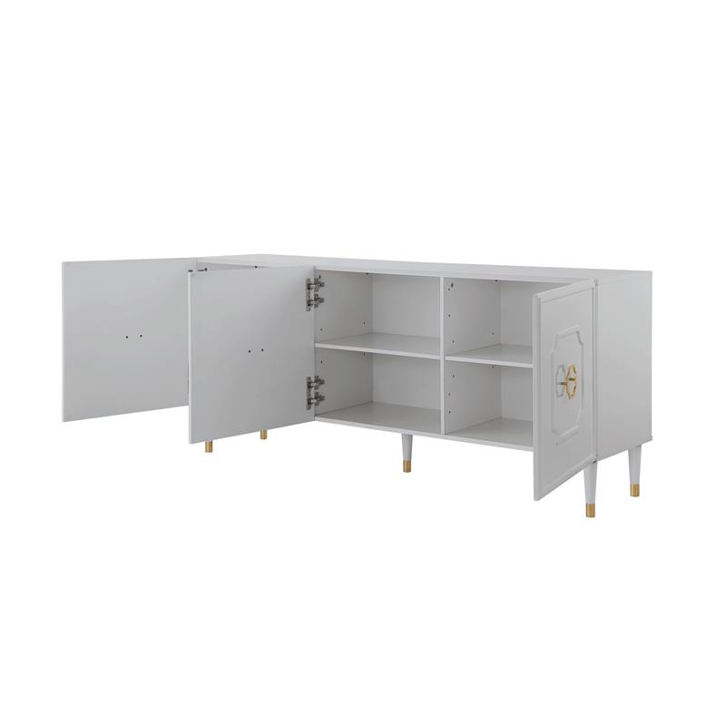 Inspired Home Keao 3 Doors Sideboard Buffet in Light Gray
