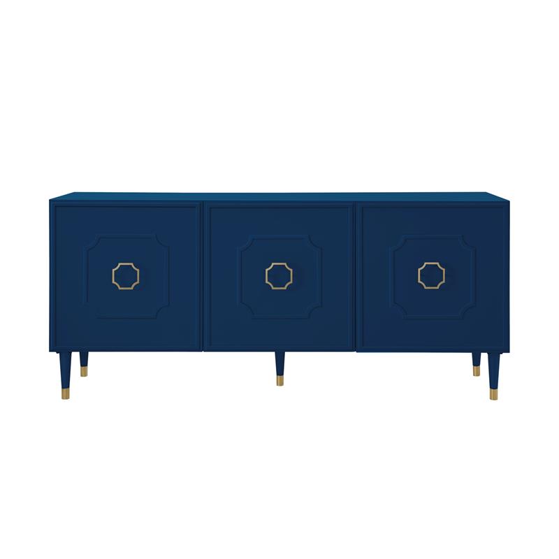 Inspired Home Keao 3 Doors Sideboard Buffet in Navy