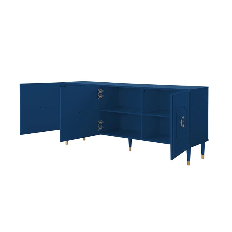 Inspired Home Keao 3 Doors Sideboard Buffet in Navy