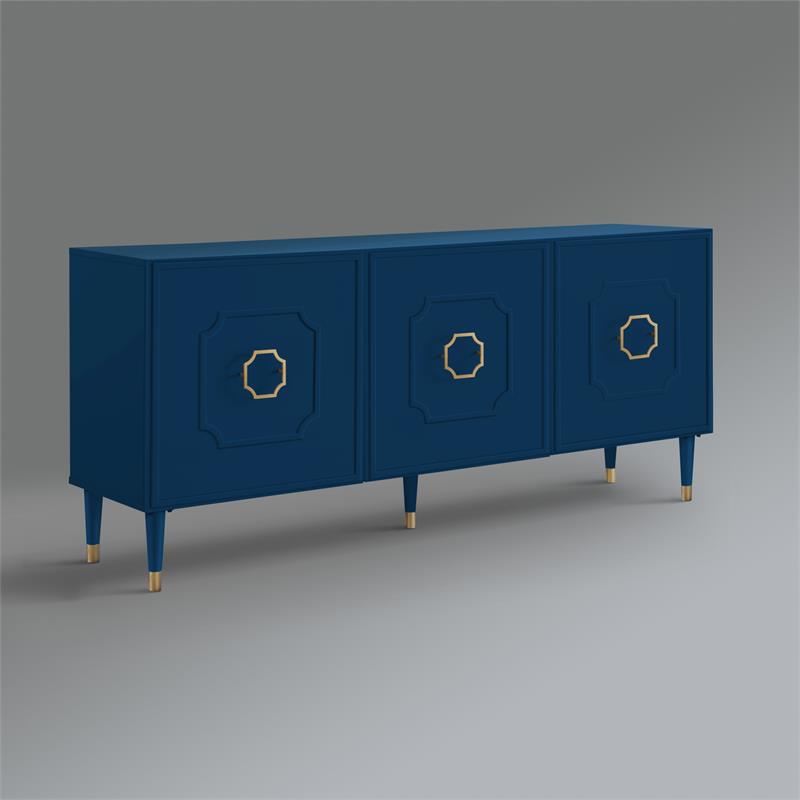 Inspired Home Keao 3 Doors Sideboard Buffet in Navy