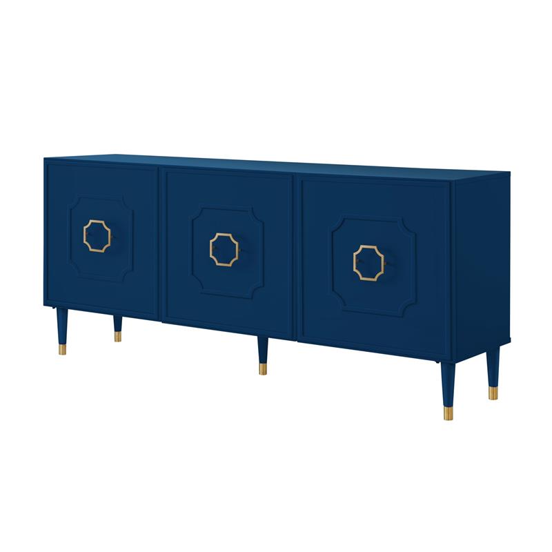 Inspired Home Keao 3 Doors Sideboard Buffet in Navy