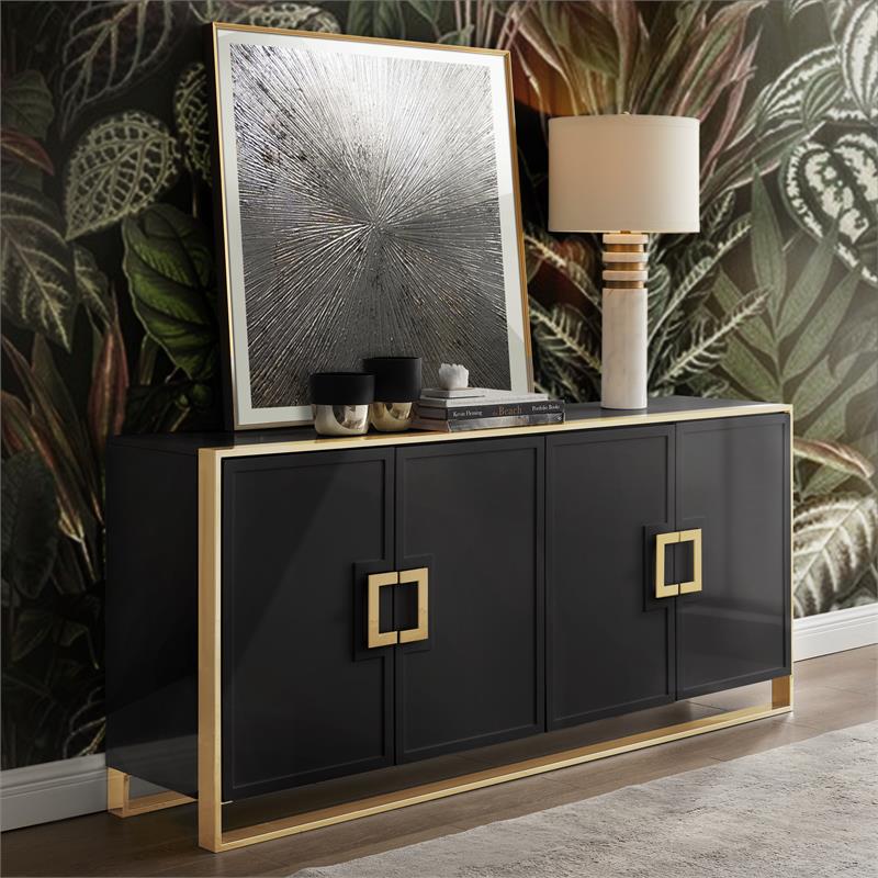 Inspired Home Ulani Sideboard Buffet in Black