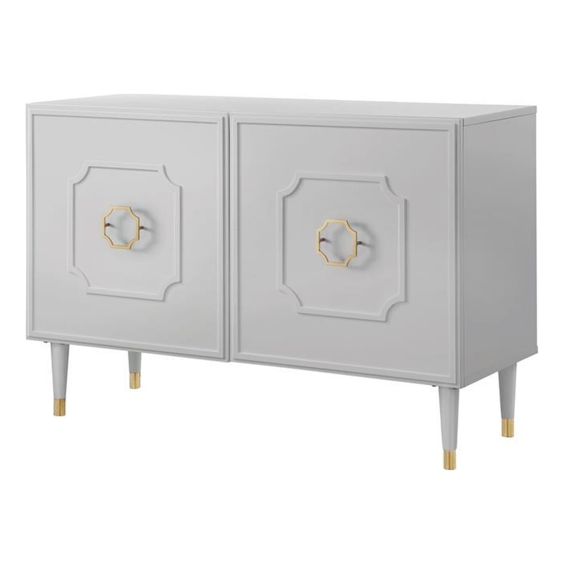 Inspired Home Keao 2 Doors Sideboard Buffet in Light Gray
