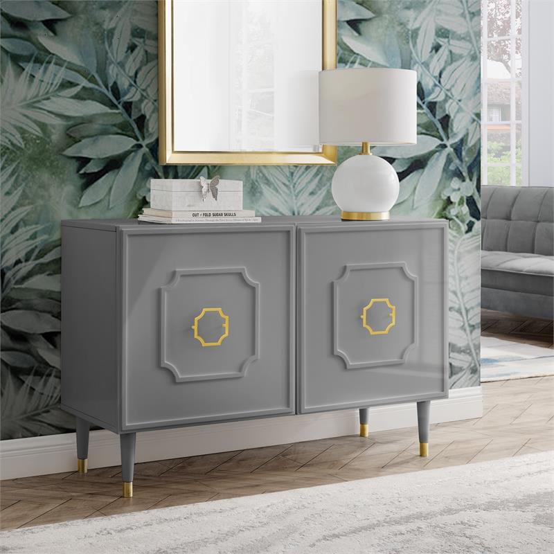 Inspired Home Keao 2 Doors Sideboard Buffet in Light Gray