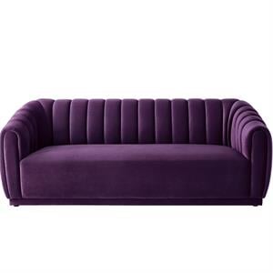 Posh Living Nicole Miller Bellamy 85&quot Velvet Upholstered Sofa in Purple
