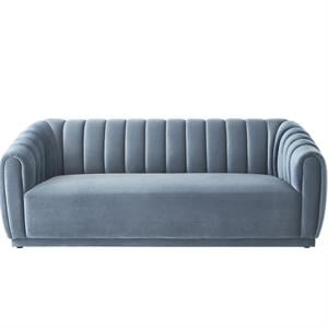Posh Living Nicole Miller Bellamy 85&quot Velvet Upholstered Sofa in Teal