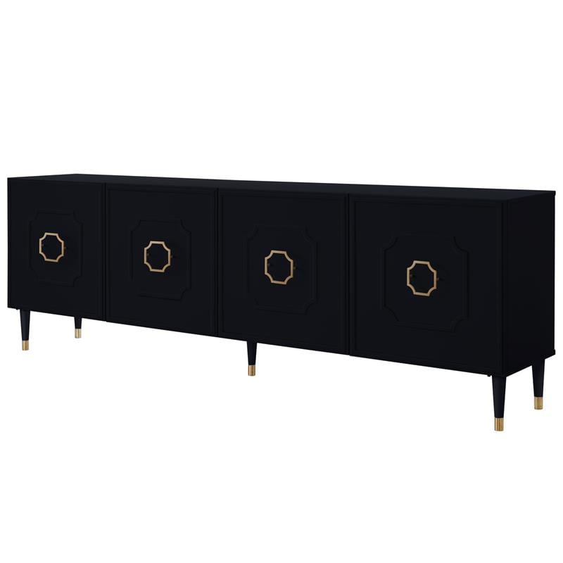 Inspired Home Keao 4 Doors Sideboard Buffet in Black