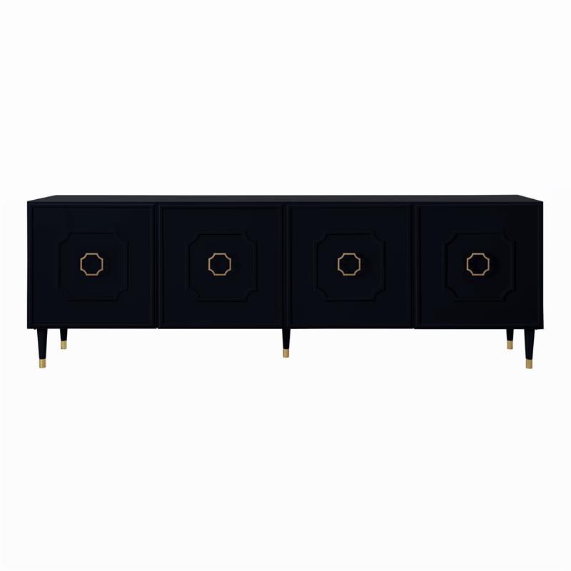 Inspired Home Keao 4 Doors Sideboard Buffet in Black