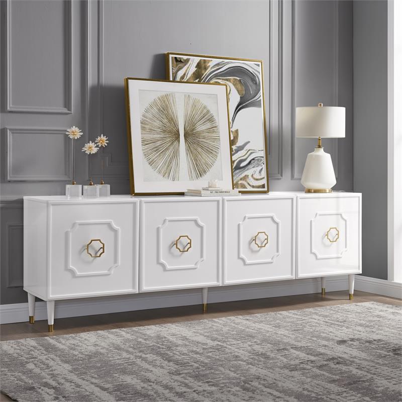 Inspired Home Keao 4 Doors Sideboard Buffet in White