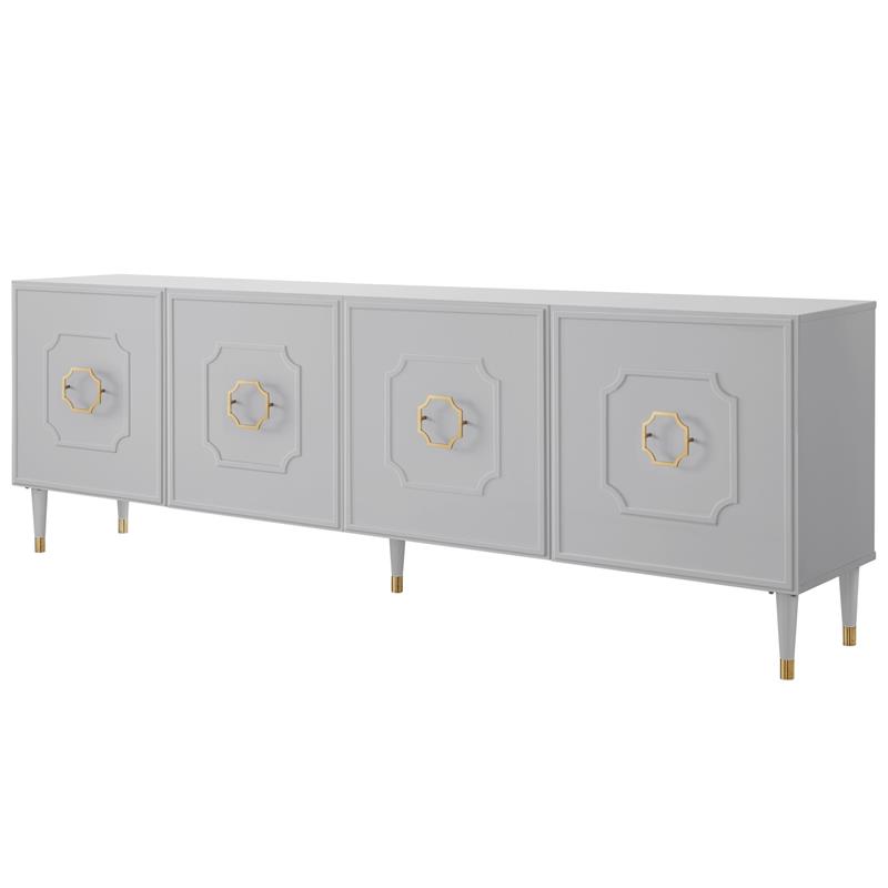 Inspired Home Keao 4 Doors Sideboard Buffet in Light Gray