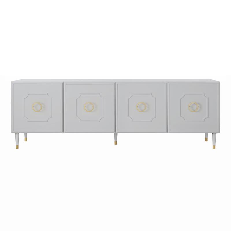 Inspired Home Keao 4 Doors Sideboard Buffet in Light Gray