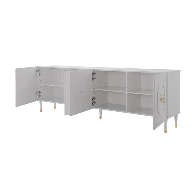 Inspired Home Keao 4 Doors Sideboard Buffet in Light Gray
