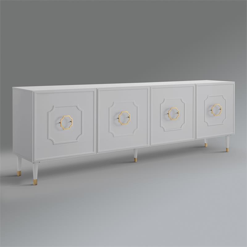 Inspired Home Keao 4 Doors Sideboard Buffet in Light Gray