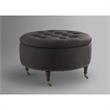 Landon Round Ottoman Charcoal Black Linen  Hidden Storage Button Tufted