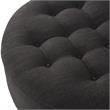 Landon Round Ottoman Charcoal Black Linen  Hidden Storage Button Tufted