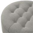 Landon Round Ottoman Gray Linen  Hidden Storage Button Tufted
