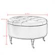 Landon Round Ottoman Gray Linen  Hidden Storage Button Tufted