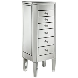 Evangeline Jewelry Armoire Clear Mirrored 6 Drawers
