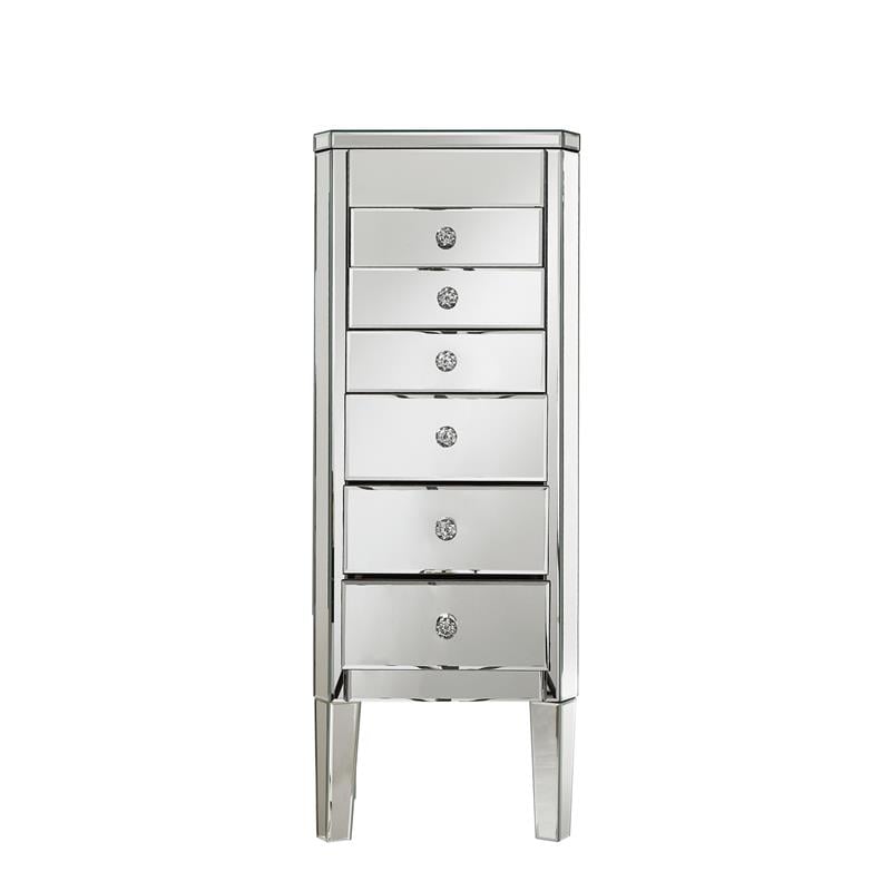Evangeline Jewelry Armoire Clear Mirrored 6 Drawers