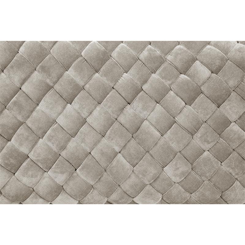 Joaquin Rectangular Bench Cream White Velvet  Upholstered Hand Woven