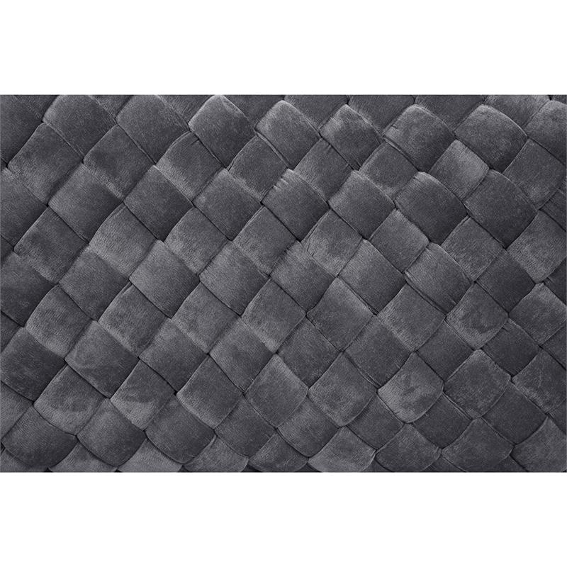 Joaquin Rectangular Bench Gray Velvet  Upholstered Hand Woven