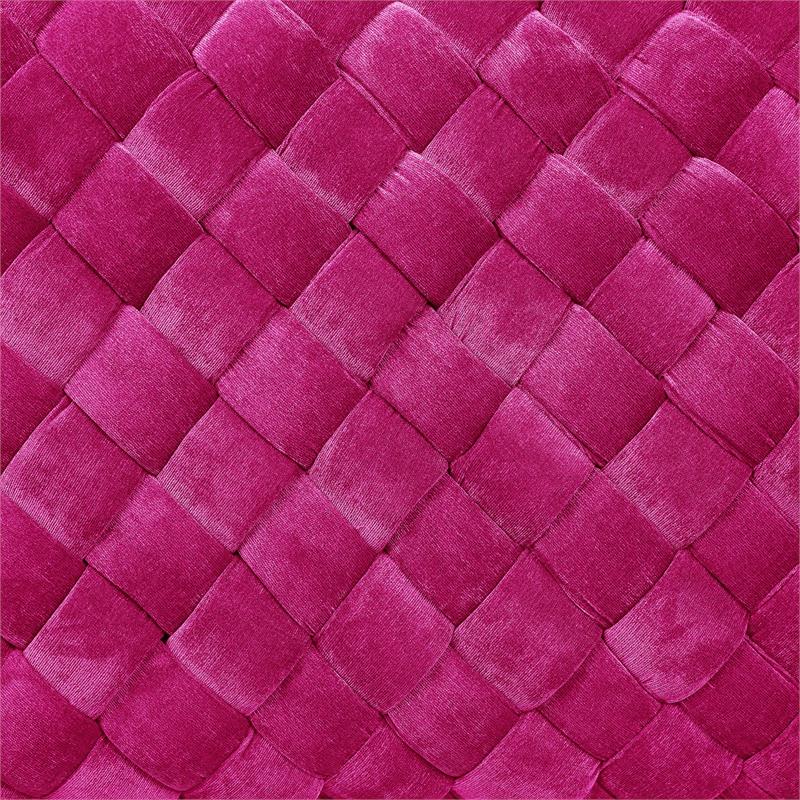 Joaquin Rectangular Bench Fuchsia Pink Velvet  Upholstered Hand Woven