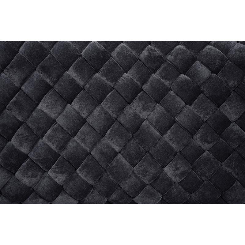 Joaquin Rectangular Bench Black Velvet  Upholstered Hand Woven