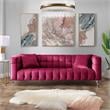 Adalyn Sofa Fuchsia Velvet  Biscuit Tufted Lucite Leg Sinuous Springs