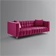 Adalyn Sofa Fuchsia Velvet  Biscuit Tufted Lucite Leg Sinuous Springs