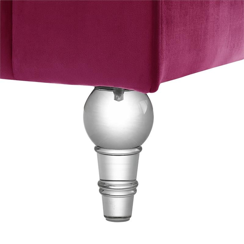 Adalyn Sofa Fuchsia Velvet  Biscuit Tufted Lucite Leg Sinuous Springs