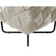 Jenna Square Ottoman Cream White Velvet  Upholstered Hand Woven