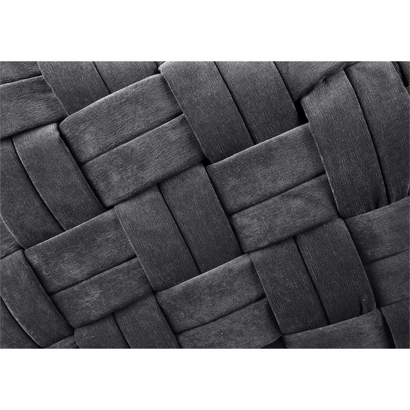 Jenna Square Ottoman Gray Velvet  Upholstered Hand Woven