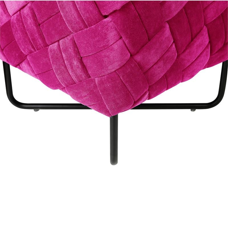 Jenna Ottoman Fuchsia Pink Velvet Upholstered Hand Woven Lon210 02fc Cx