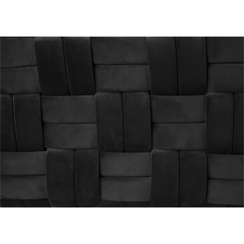 Danielle Rectangular Storage Bench Black Velvet  Upholstered Hand Woven