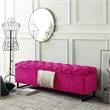 Danielle Rectangular Storage Bench Fuchsia Velvet  Upholstered Hand Woven