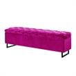 Danielle Rectangular Storage Bench Fuchsia Velvet  Upholstered Hand Woven