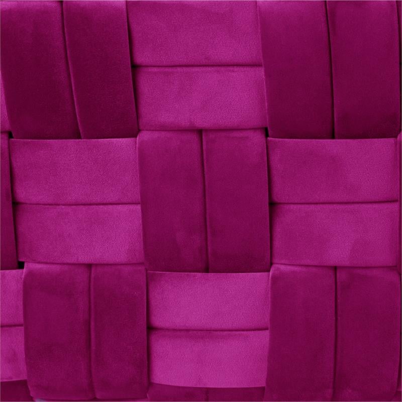 Danielle Rectangular Storage Bench Fuchsia Velvet  Upholstered Hand Woven