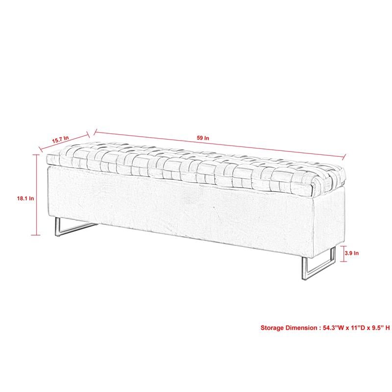 Danielle Rectangular Storage Bench Fuchsia Velvet  Upholstered Hand Woven