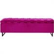 Danielle Rectangular Storage Bench Fuchsia Velvet  Upholstered Hand Woven