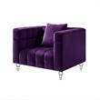 Adalyn Club Chair Purple Velvet  Biscuit Tufted Lucite Leg