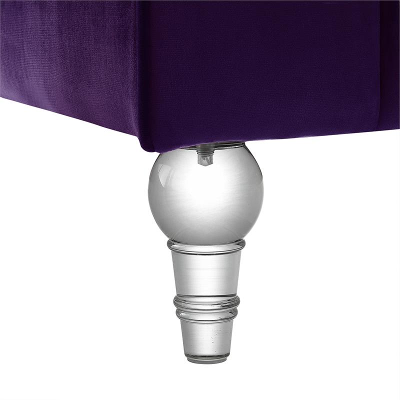 Adalyn Club Chair Purple Velvet  Biscuit Tufted Lucite Leg
