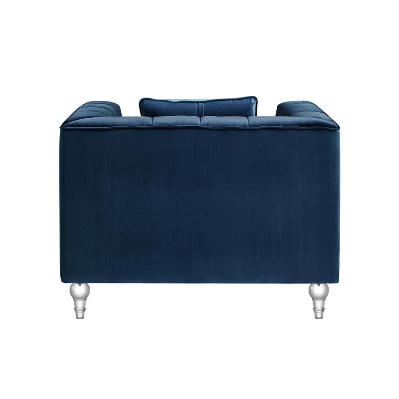 Adalyn Club Chair Navy Blue Velvet  Biscuit Tufted Lucite Leg