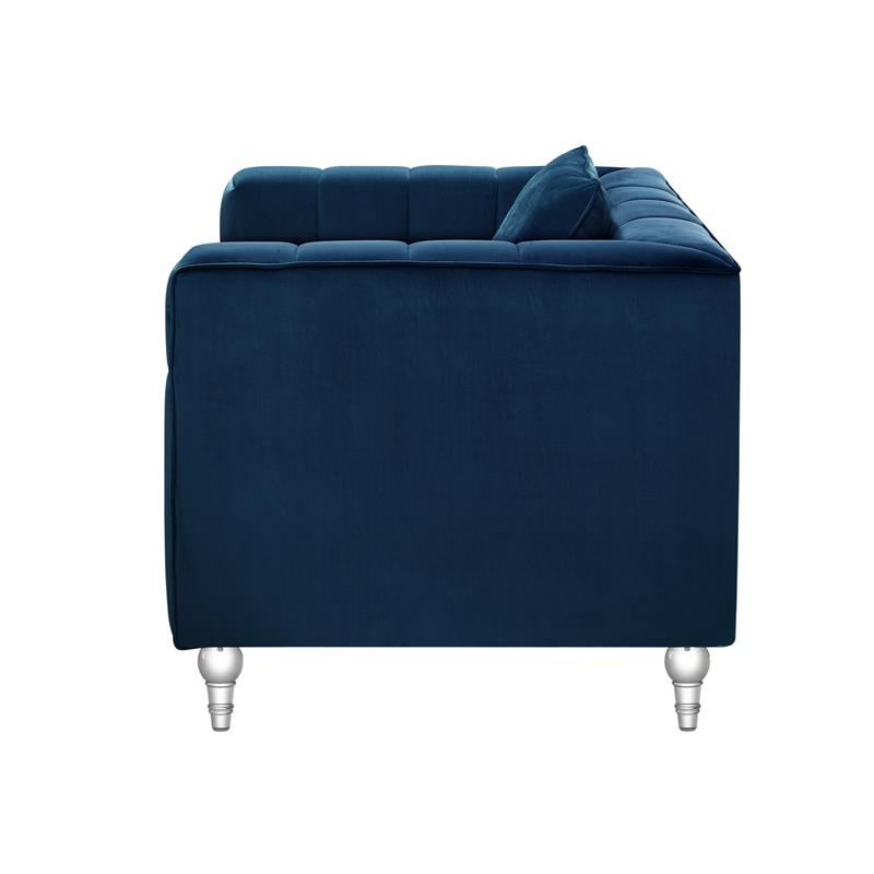 Adalyn Club Chair Navy Blue Velvet  Biscuit Tufted Lucite Leg
