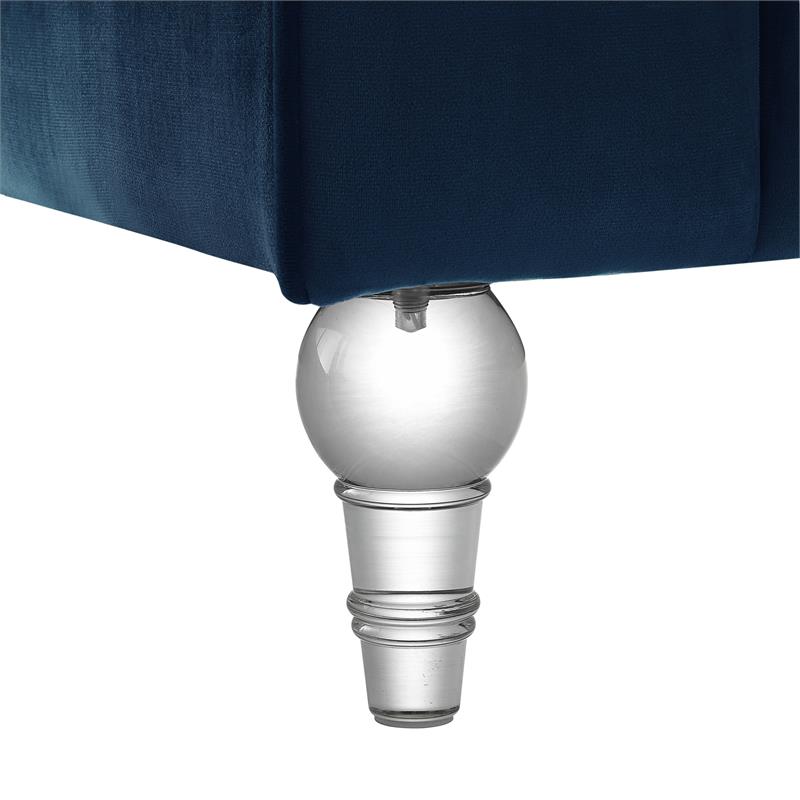 Adalyn Club Chair Navy Blue Velvet  Biscuit Tufted Lucite Leg