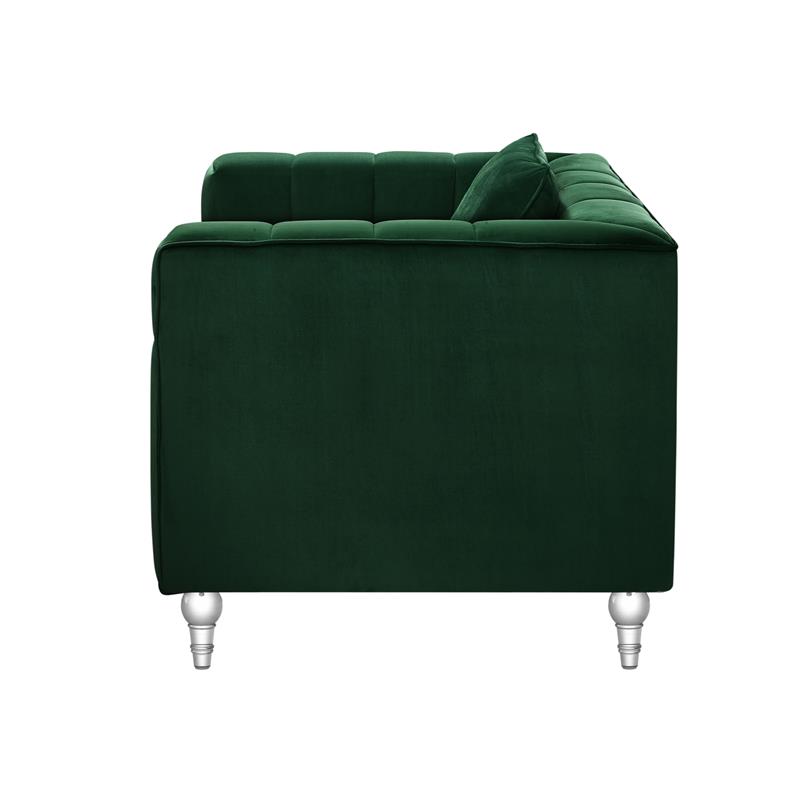 Adalyn Club Chair Hunter Green Velvet  Biscuit Tufted Lucite Leg